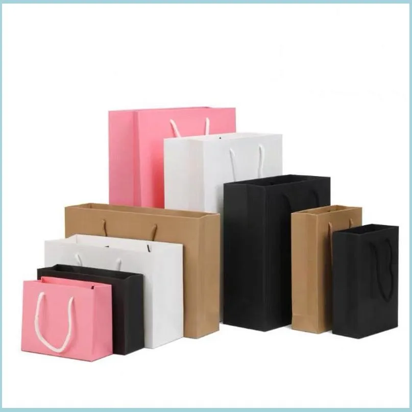 paper shopping gift bag recyclable shop store packaging bags clothes gifts cardboard pouch with handle