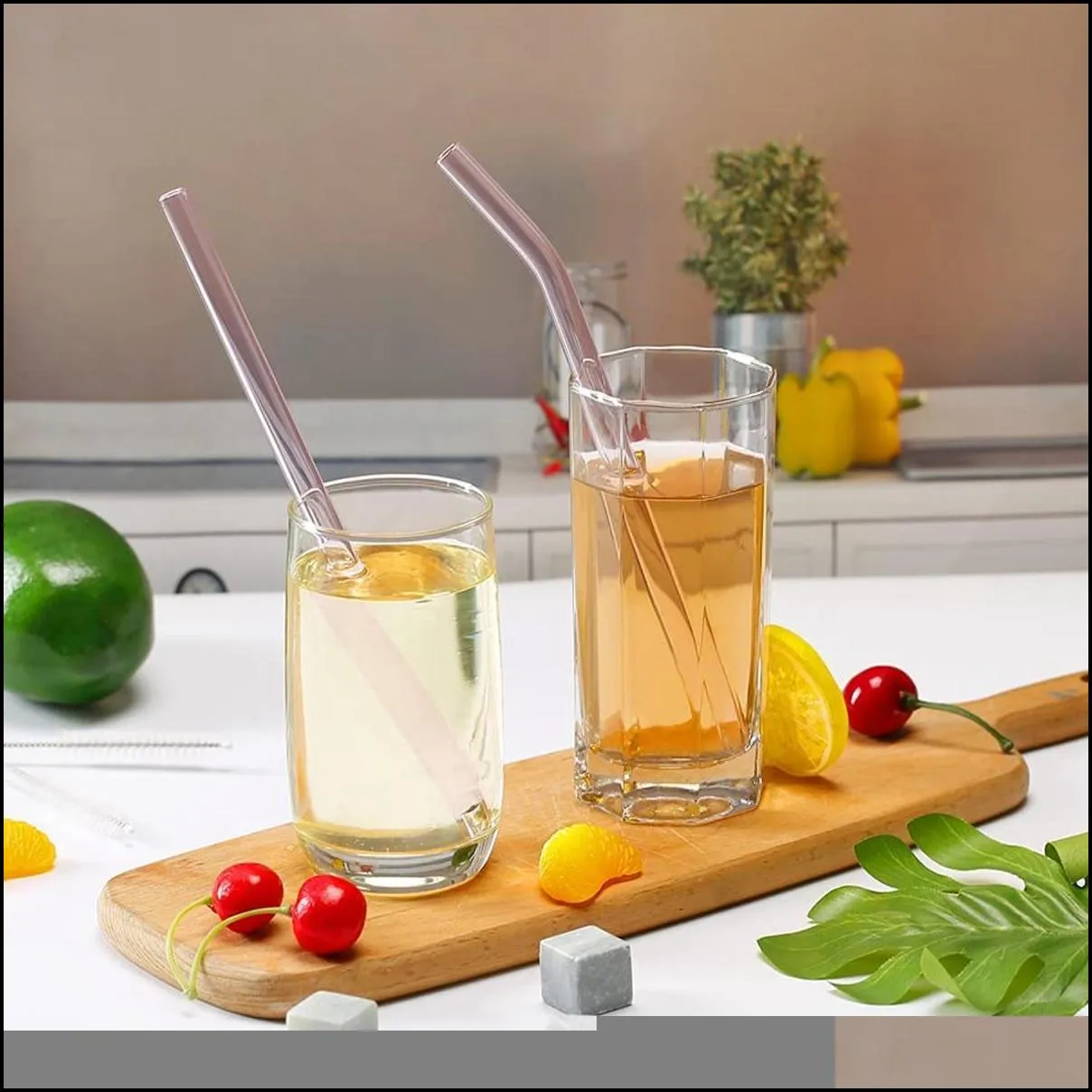 ecofriendly glass straws reusable drinking straws multicolor glass cocktail straws for juice milk coffee bar drinks accessory