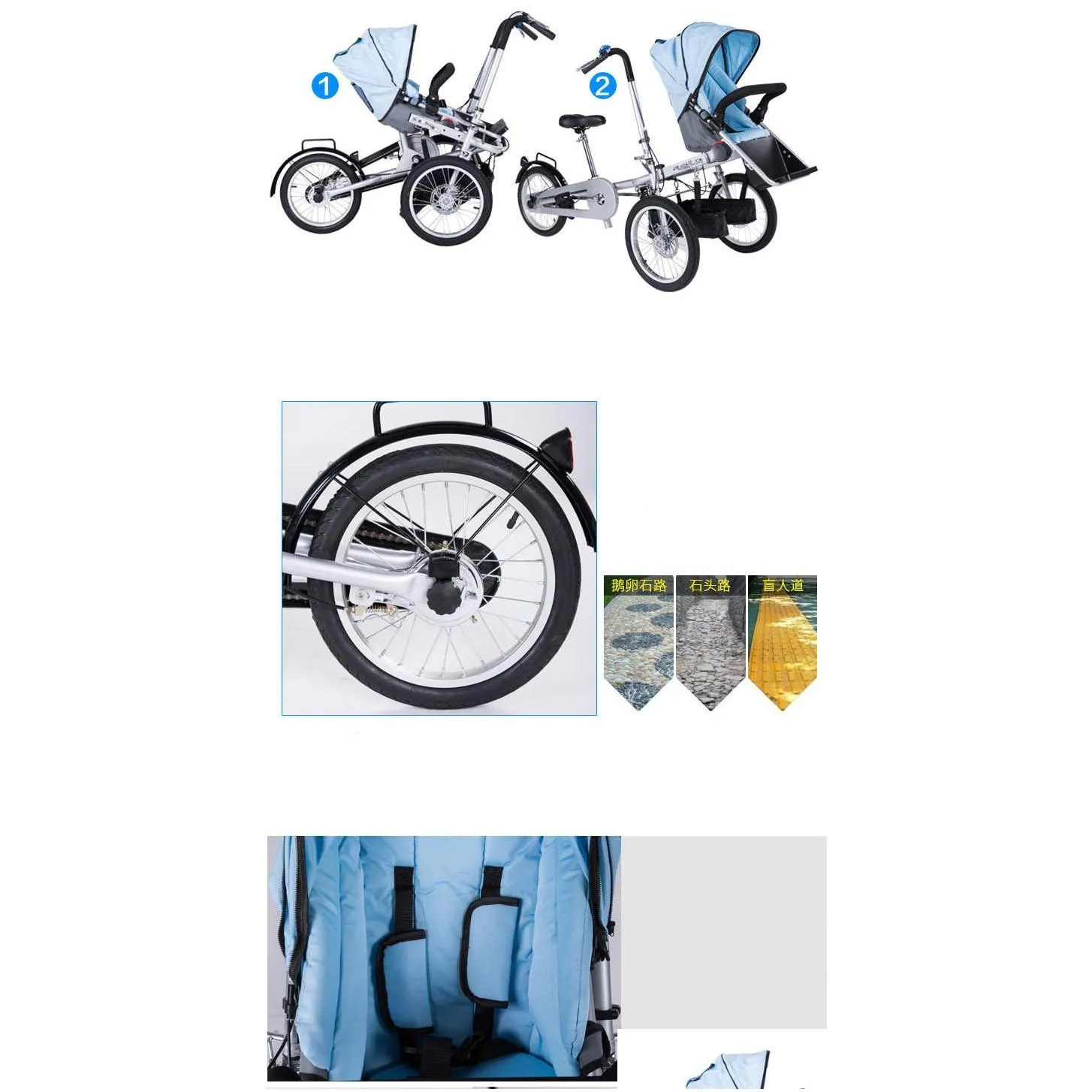 hot parentchild tricycle baby carriage carrier stroller versatile folding mother and child tricycle baby children carrier bicycle