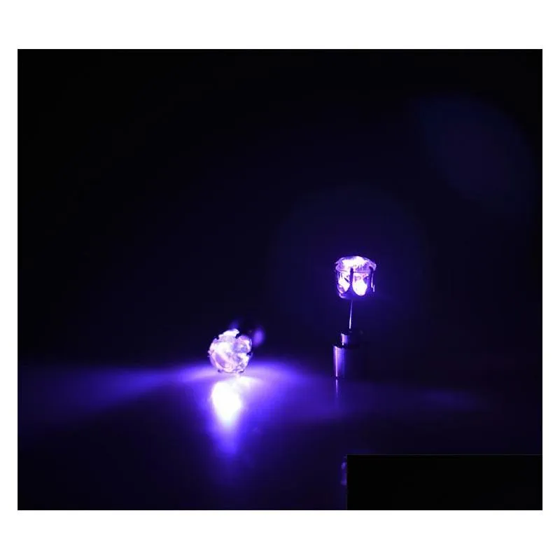 charm led earring light up crown glowing crystal stainless ear drop ear stud earring jewelry for women christmas gifts a858