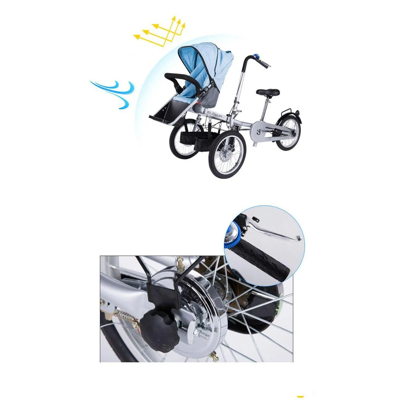 hot parentchild tricycle baby carriage carrier stroller versatile folding mother and child tricycle baby children carrier bicycle