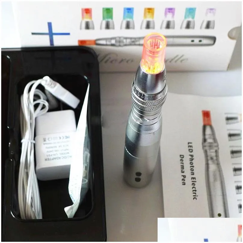 5 speeds derma pen led photon electric miconeedle dermapen for skin rejuvenation therapy with 7 colors