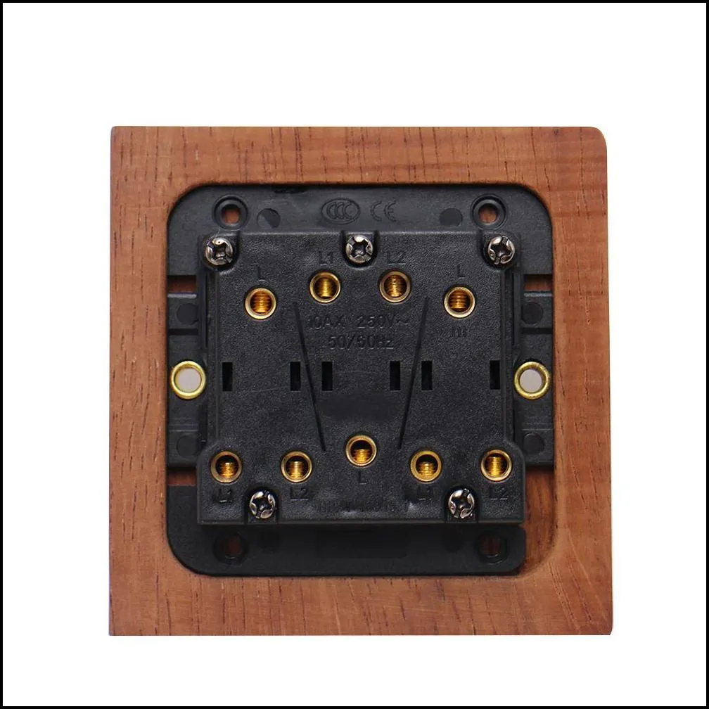 10a retro stainless steel wood brass toggle switch 1/2/3 gang wall lamp switch 86 type dual control light switch t200605