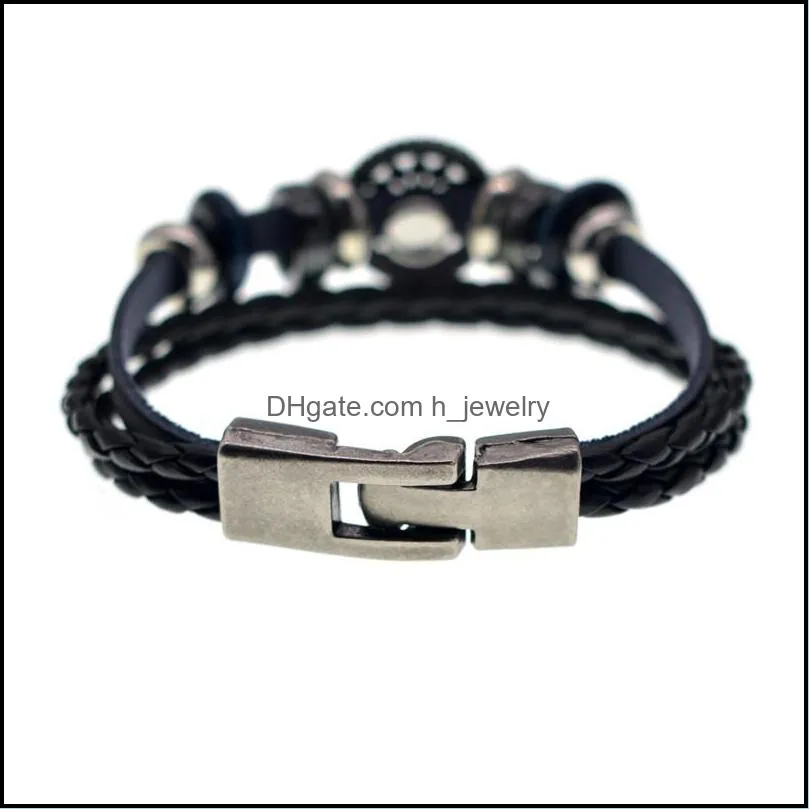  bracelet vintage punk style men multilayer black brown leather bracelets cuff braided bangle gift