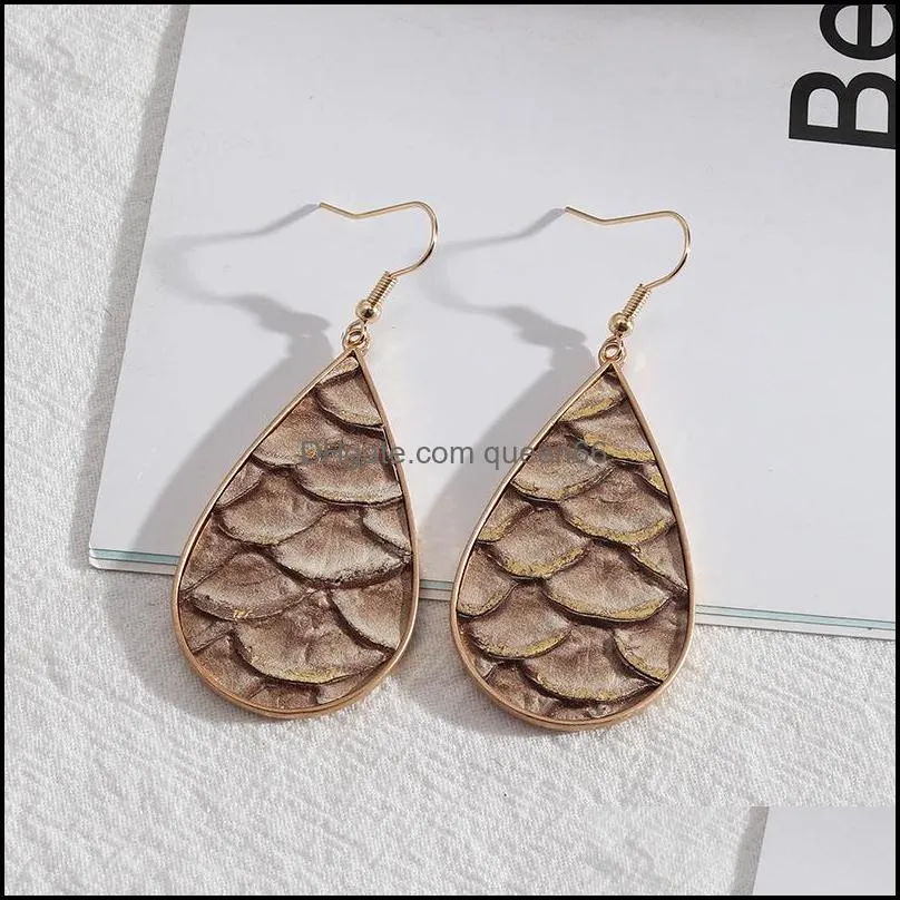 teardrop inspired leopard print snakeskin pu leather charms earrings geometric women jewelry