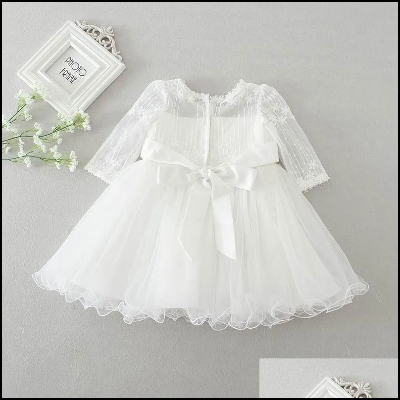 new baby girl christening gown infant girls princess lace long sleeve baptism dress toddler baby clothing 8515