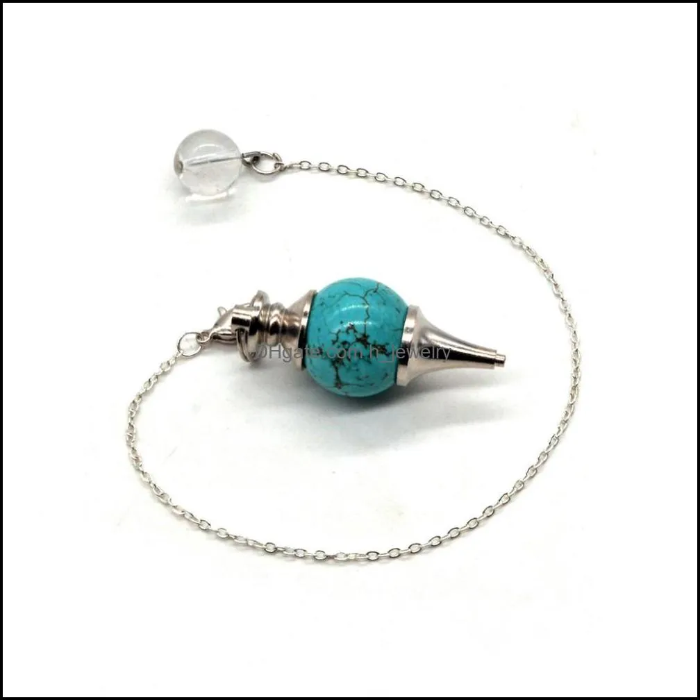 handmade healing crystal natural lapis lazuli pendulum necklace dowsing amulet gem stone pendant necklaces gift