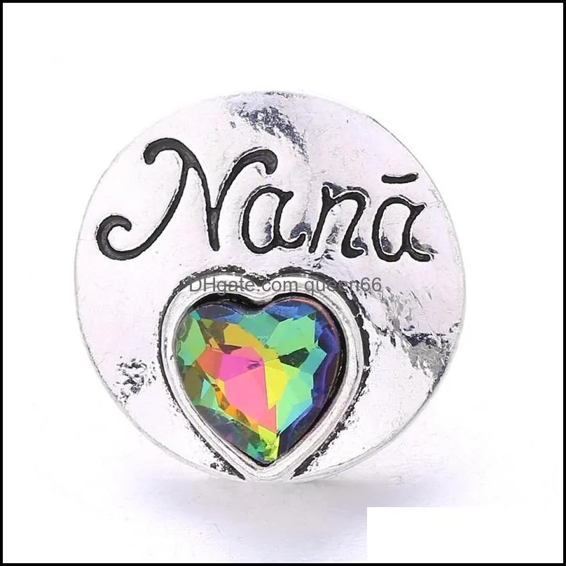 colorful silver color snap button charms flower women jewelry findings nana heart rhinestone 18mm metal snaps buttons diy bracelet jewellery