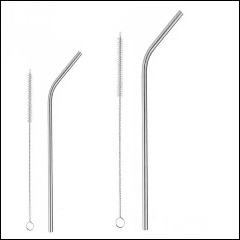 reusable drinking straw high quality 304 stainless steel metal straws with cleaning brush for kitchen home use