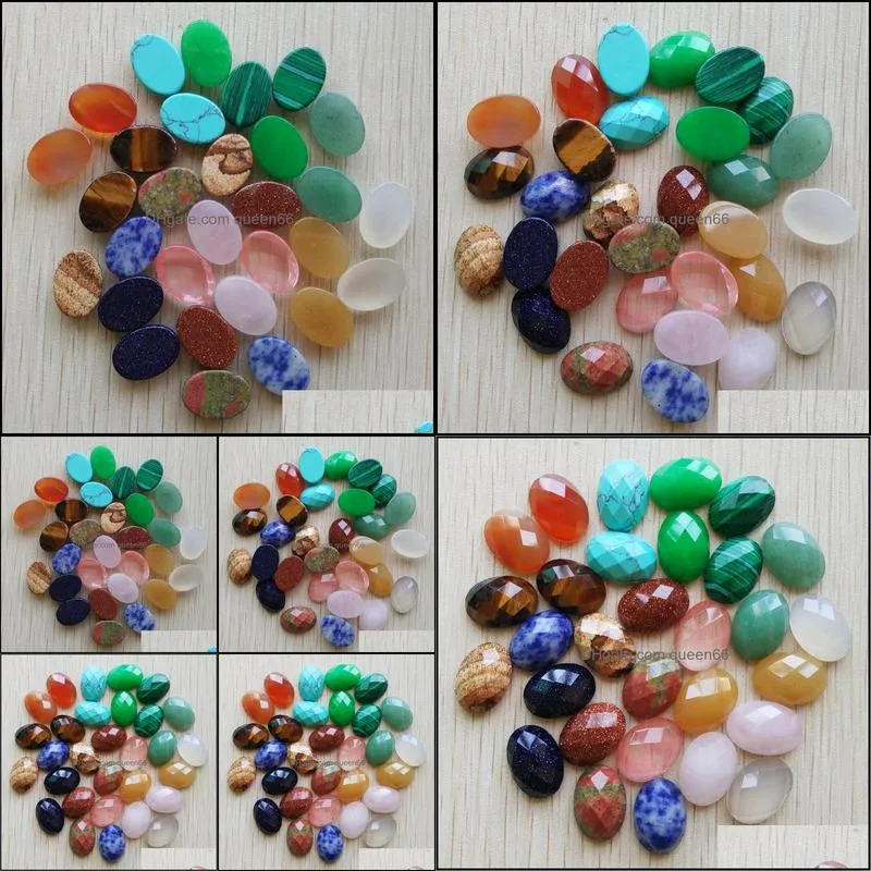 cut faceted natural stone assorted oval flat base cab cabochon cystal loose beads for necklace earrings jewelry clothes accessories making wholesale