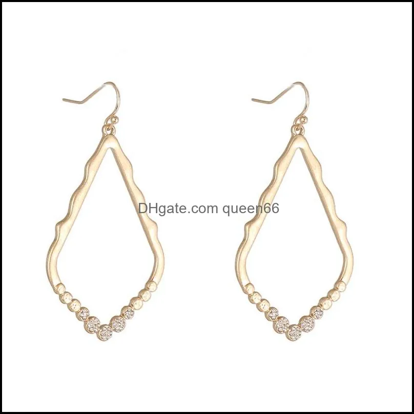 simple hexagon teardrop inspired metal frame rhinestone charms earrings for women dangle earings boutique christmas gifts