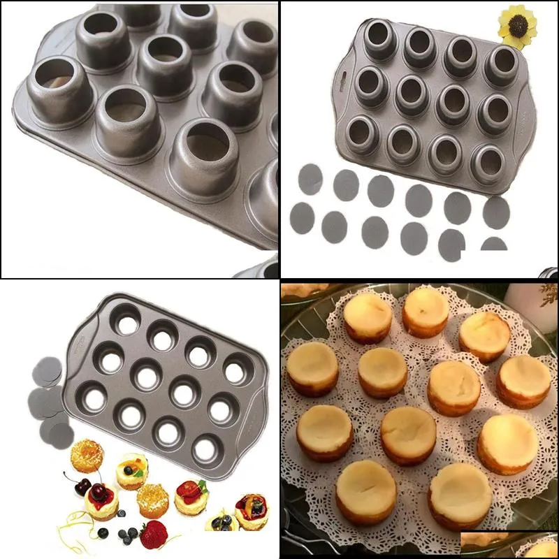 nonstick mini cheesecake pan 12 cup removable metal round cake cupcake muffin oven form mold for baking bakeware dessert tool