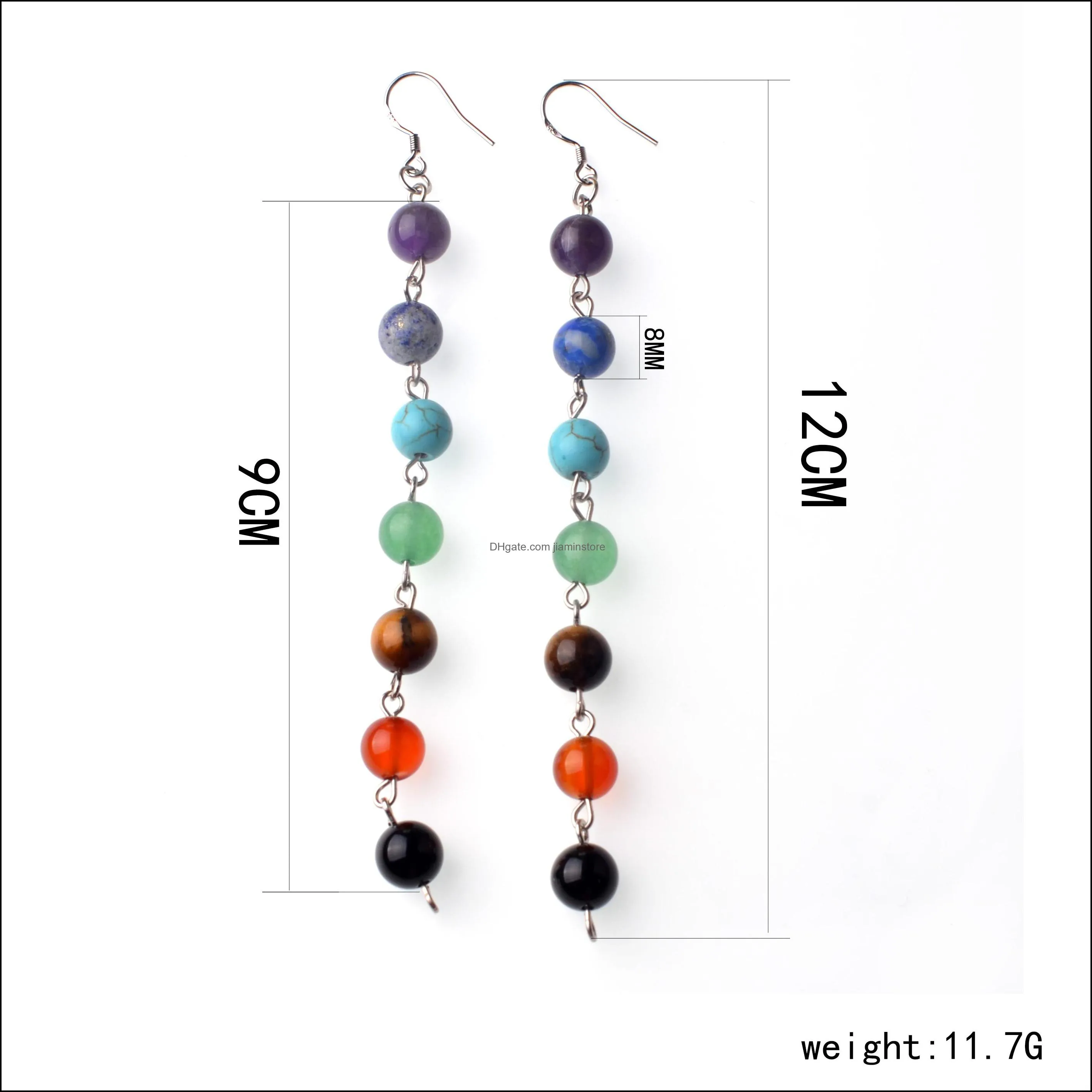 seven chakras round bead earrings womens elegant fashion charm earrings