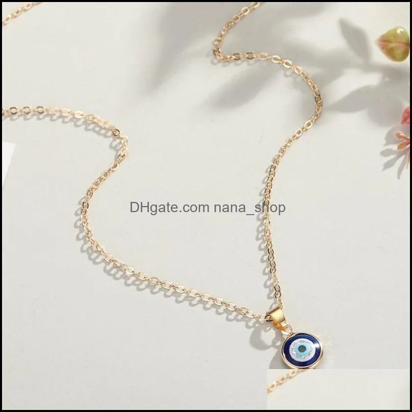 inspired jewelry gold color clavicle chains eye pendant necklaces boho ethic turkish evil eyes necklace for women gift