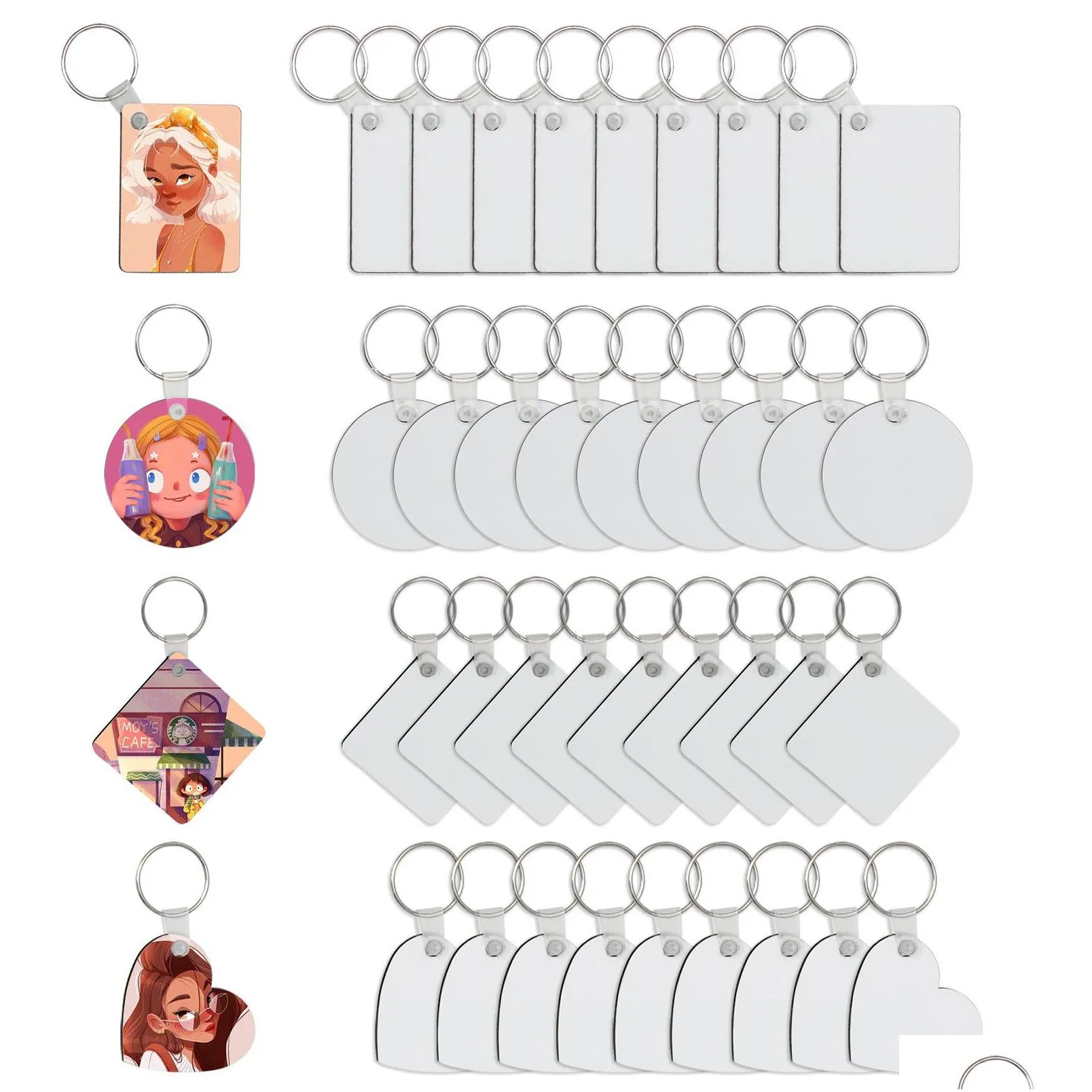wholesale blank keychain party favor thermal transfer sublimation personality key chain ornament mdf keychains