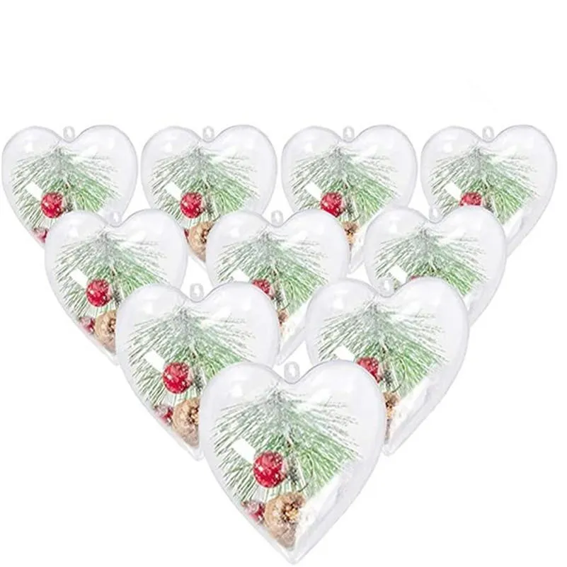 christmas decorations openable transparent plastic christmas ball heart shaped christmas tree ball baubles for birthday wedding