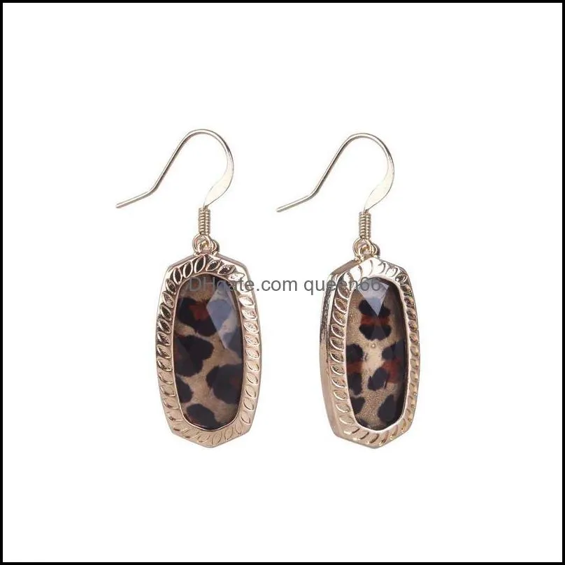 designer faceted glitter leopard oval charms earrings for women small resin dangle earring boutique jewelry christmas gifts