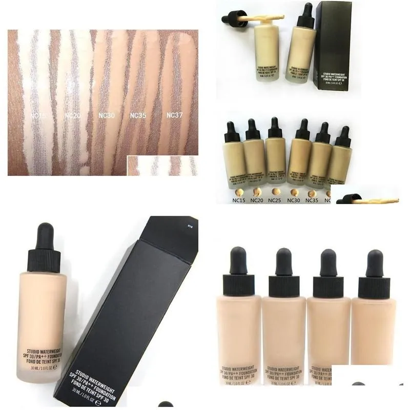 hot makeup foundation studio waterweight foundation liquid 30ml 6 colors high quality
