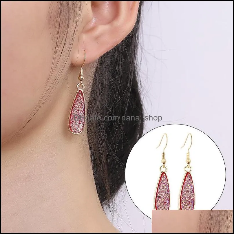 waterdrop resin druzy drusy charms earrings designer earring fashion dangle earings for women