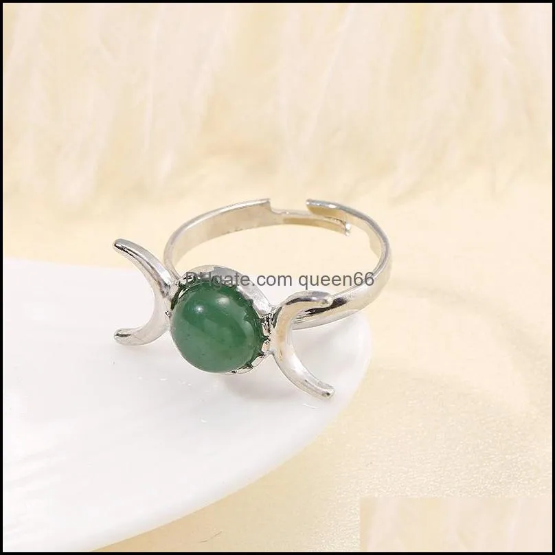 alloy stone crystal ring natural amethyst lapis opal rose quartz finger rings party wedding jewelry lover women girl