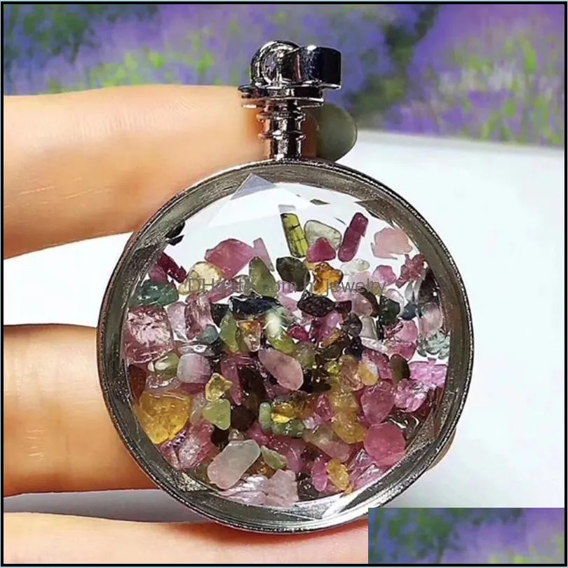 chakra healing crystal wishing bottle pendants necklace for womens girls tumbled rock wicca tumble stone reiki energy pendant