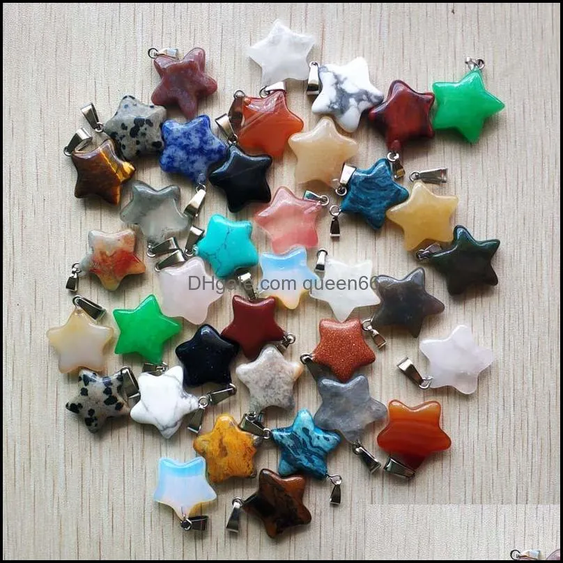 natural crystal five point star shape charms pendants for diy jewelry making wholesale