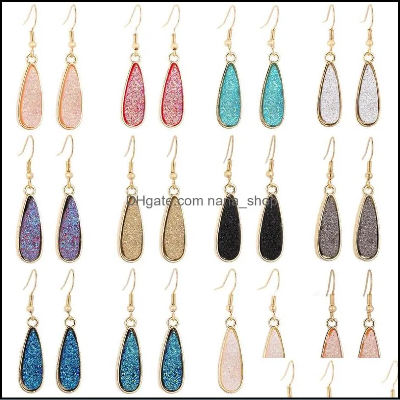 waterdrop resin druzy drusy charms earrings designer earring fashion dangle earings for women