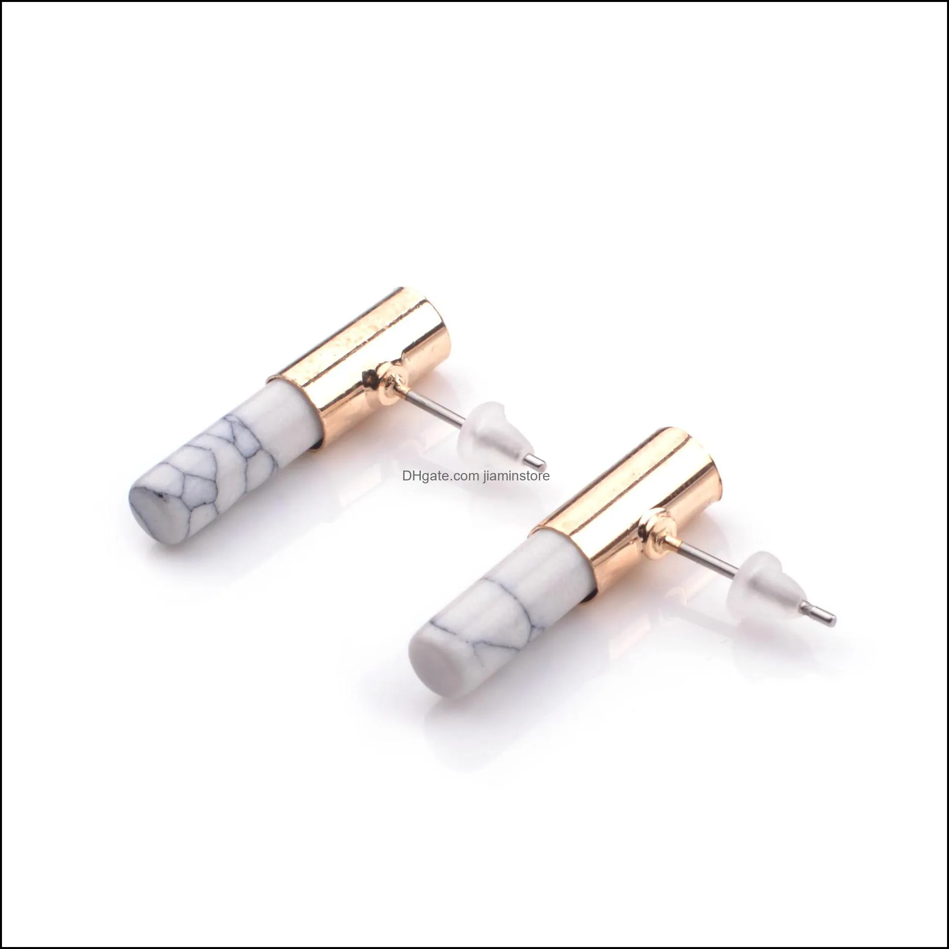 gold metal green pine white pine natural stone stainless steel fashion exquisite geometric earrings female earringgeometric golden bar