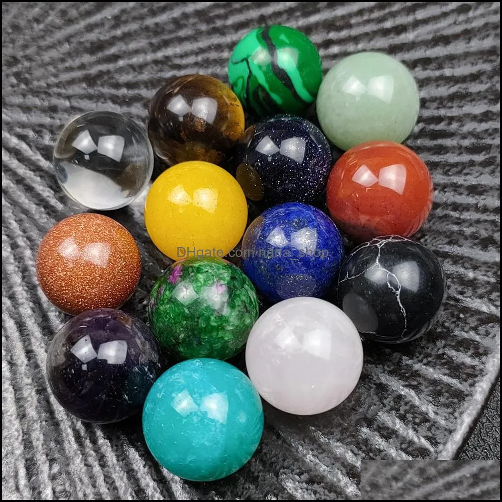 nonporous 7 chakras stone 16mm round ball no hole loose beads charms healing reiki rose quartz crystal cab for diy making crafts decorate jewelry