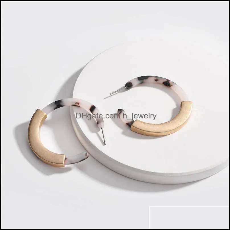 acrylic earring geometric design round hoop lightweight tortoise shell drop dangle earring bohemia fashion jewelry