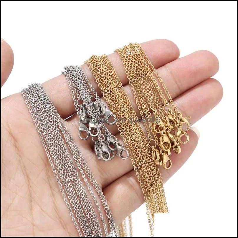 stainless steel 18k gold chain necklace wholesale 45cmadd5cm o chains fit diy pendant necklaces bulk