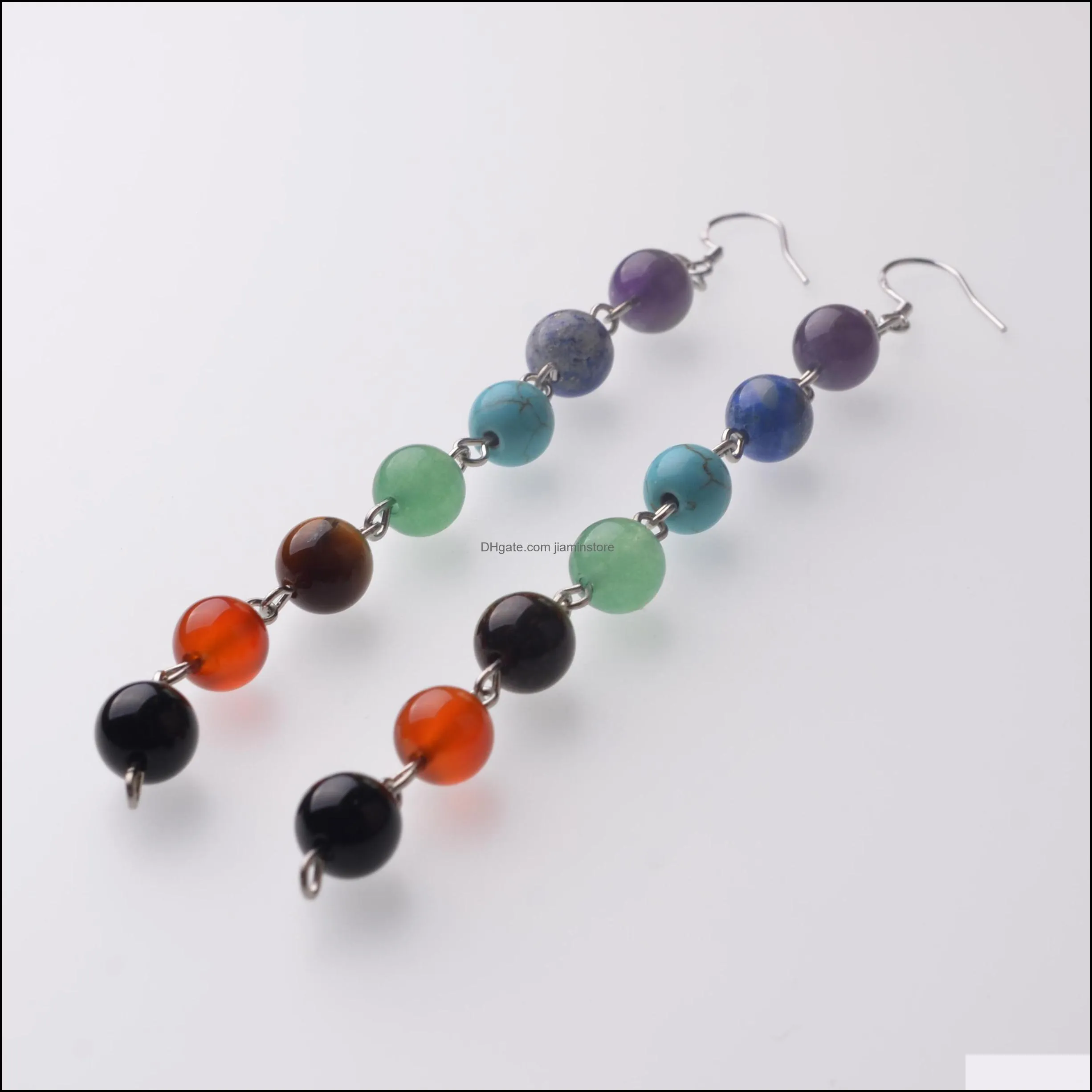 seven chakras round bead earrings womens elegant fashion charm earrings