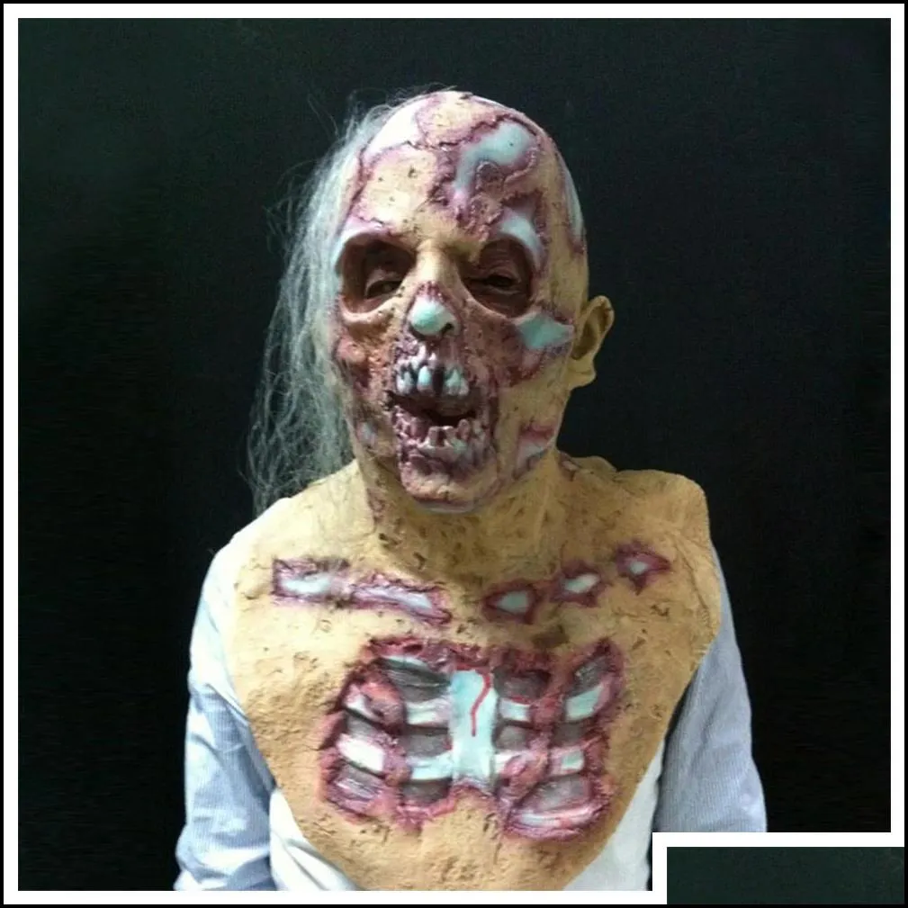 halloween prop walking dead latex mask full head horror zombie masks costume party decoration an88 t200703