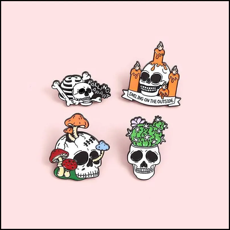 punk skull halloween enamel brooches pin for women girl fashion jewelry accessories metal vintage brooches pins badge wholesale gift