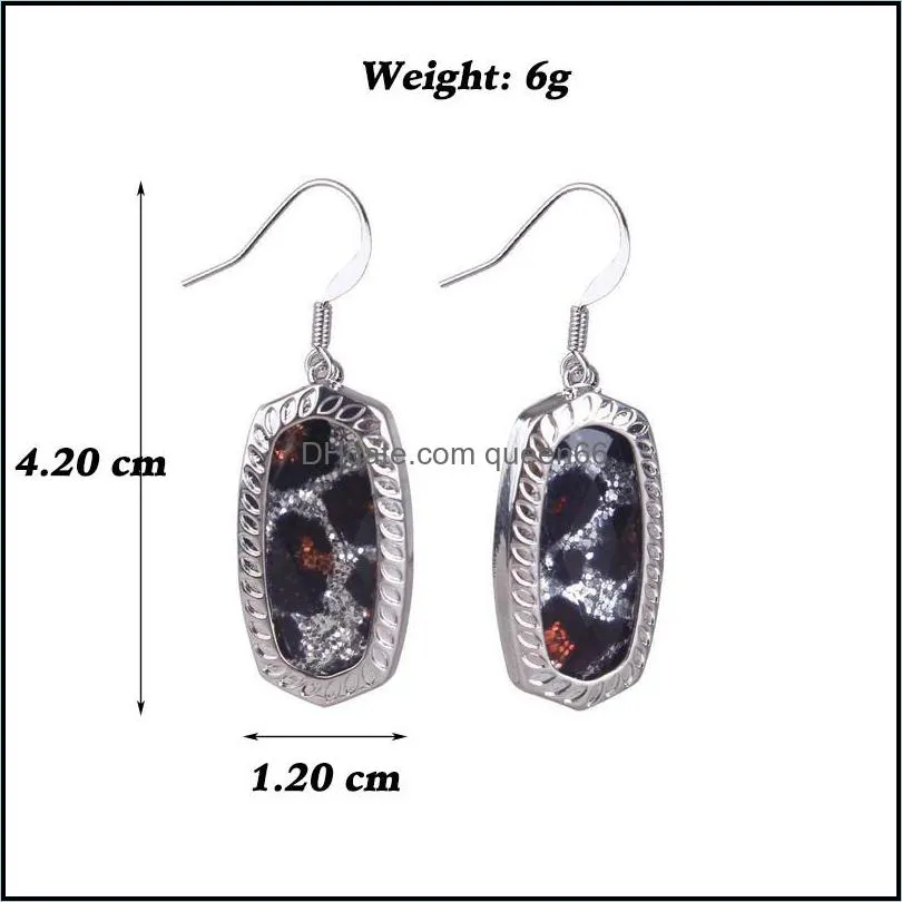 designer faceted glitter leopard oval charms earrings for women small resin dangle earring boutique jewelry christmas gifts