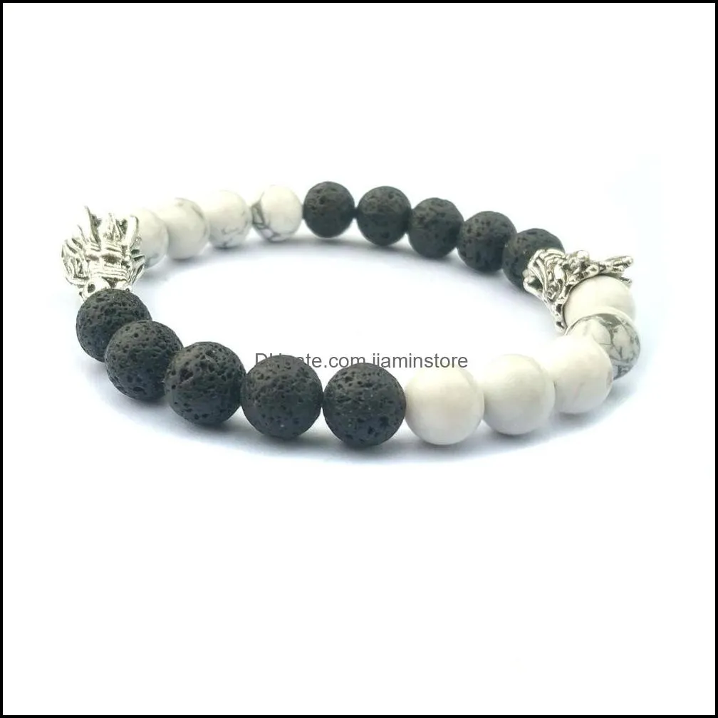 10pc/set 8mm howlite beads antique beads energy yoga bead hand weaving dragon bracelet for gift women custom jewelry
