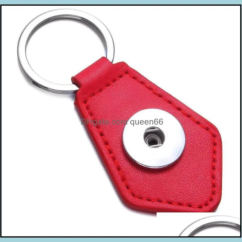 hexagon pu leather snap button key rings chain snap keychains fit diy 18mm snap jewelry