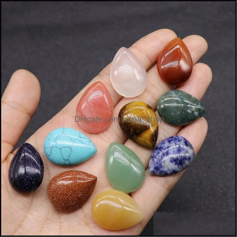 18x25mm flat back assorted loose stone teardrop cab cabochons beads for jewelry making waterdrop healing crystal wholesale