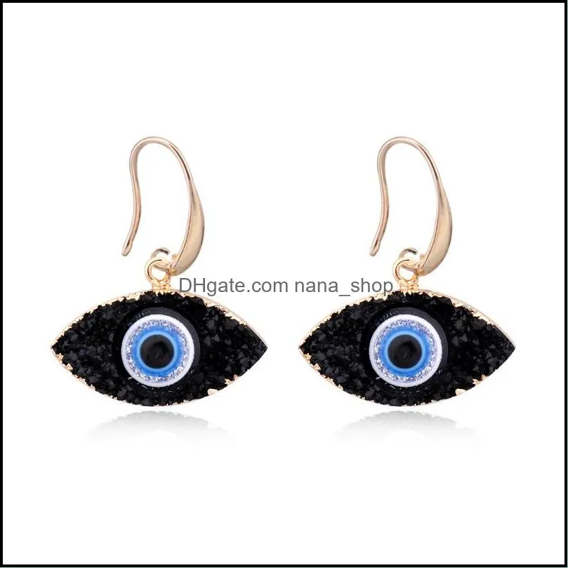 simple druzy drusy evil eye charms earrings resin handmade gold earings for women party birthday gift