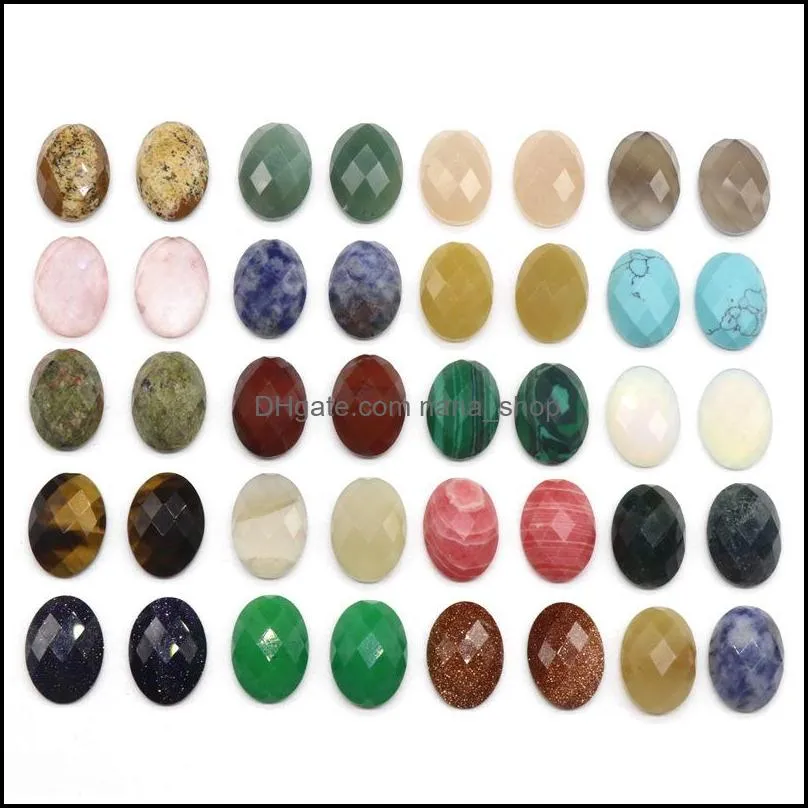 13x18mm flat back assorted loose stone faceted oval cab cabochons beads for jewelry making healing crystal wholesale