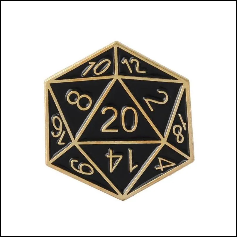 cartoon 20 sided dice dungeons and dragons enamel pins d20 dnd game brooches bag clothes button badge jewelry gift for friends