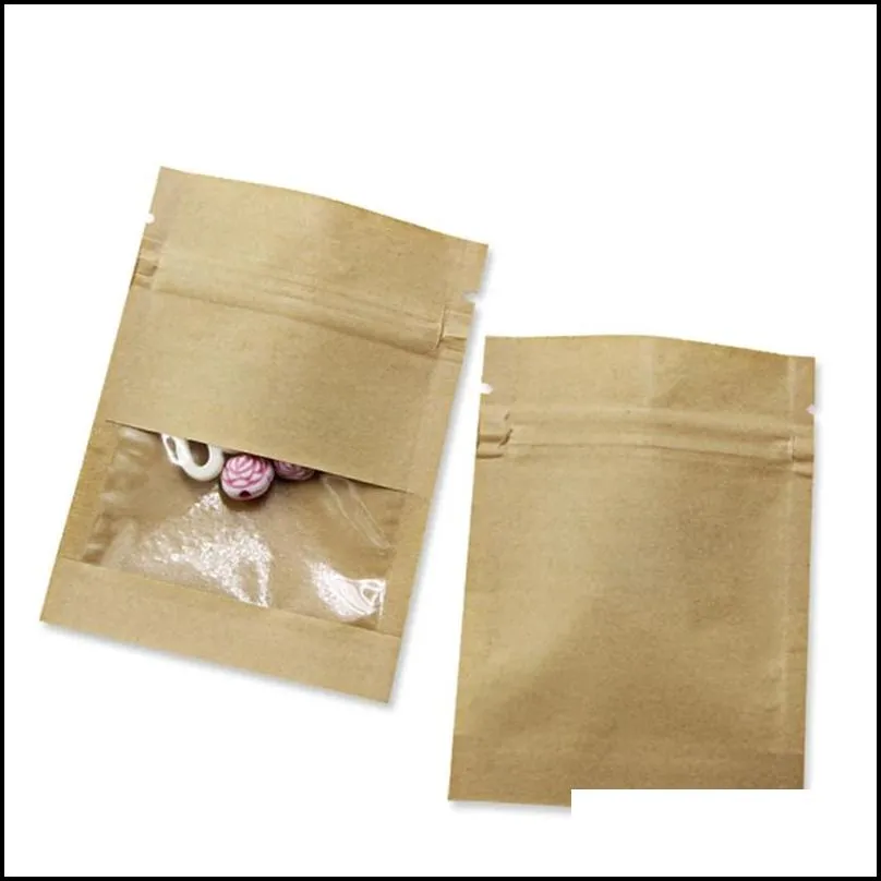 100pcs lot 7x9cm 9x13cm 13x18cm brown white kraft paper bag smell proof sample bags pouch for dried fruit tea