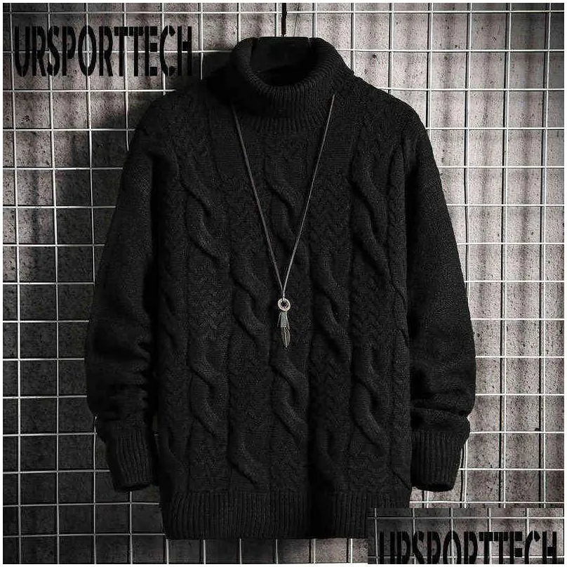 ursporttech turtleneck sweater mens wool knit pullover sweater male oversized turtle neck twisted pattern men sweter pull jumper