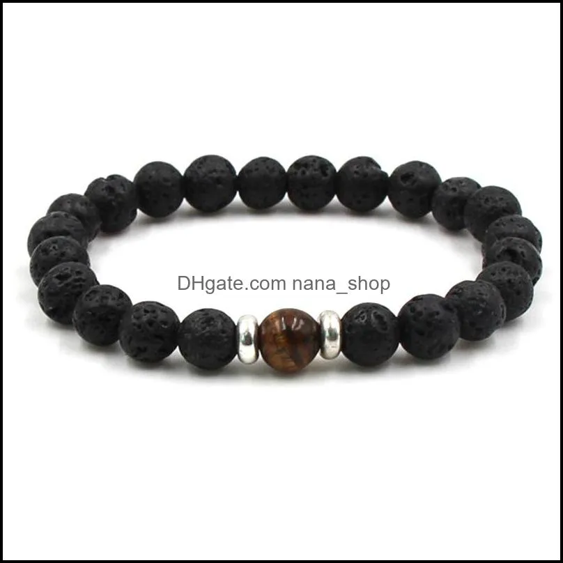 chakra strand bracelet black lava healing balance beads reiki buddha prayer  oil diffuser bangle for women men