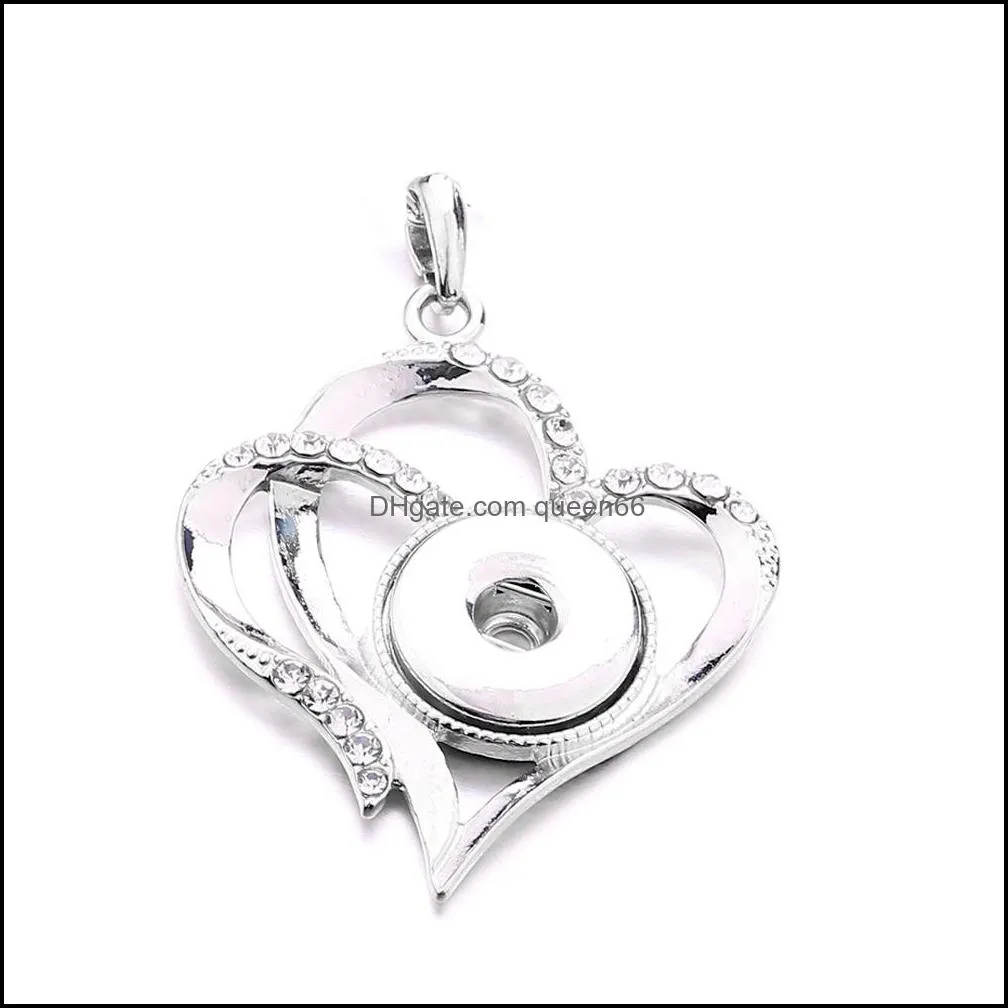 cross snap button heart pendant necklace stainless steel chain fit 18mm snaps buttons women jewelry