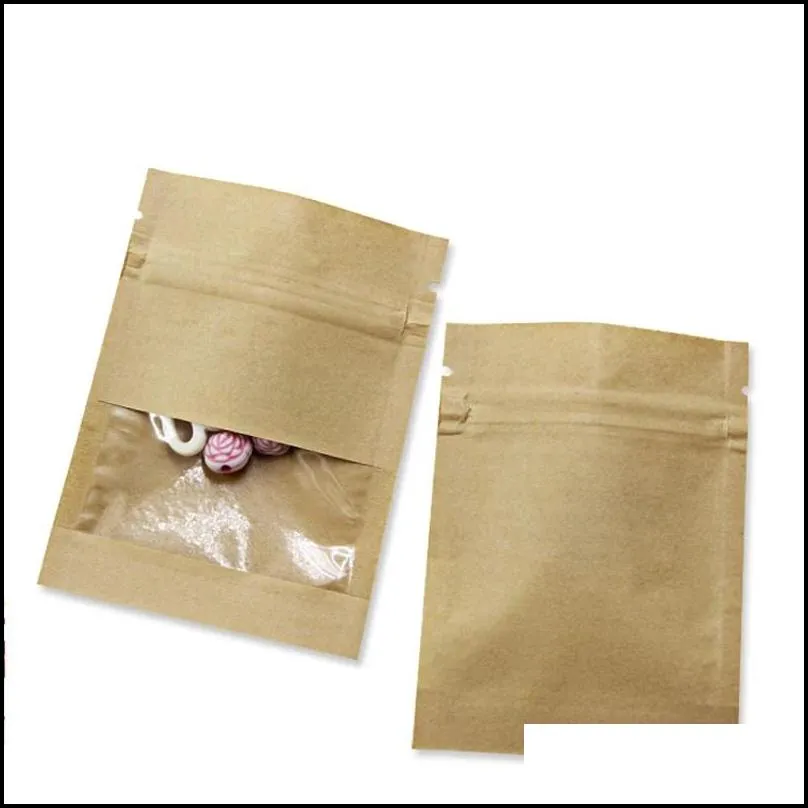 100pcs lot 7x9cm 9x13cm 13x18cm brown white kraft paper bag smell proof sample bags pouch for dried fruit tea