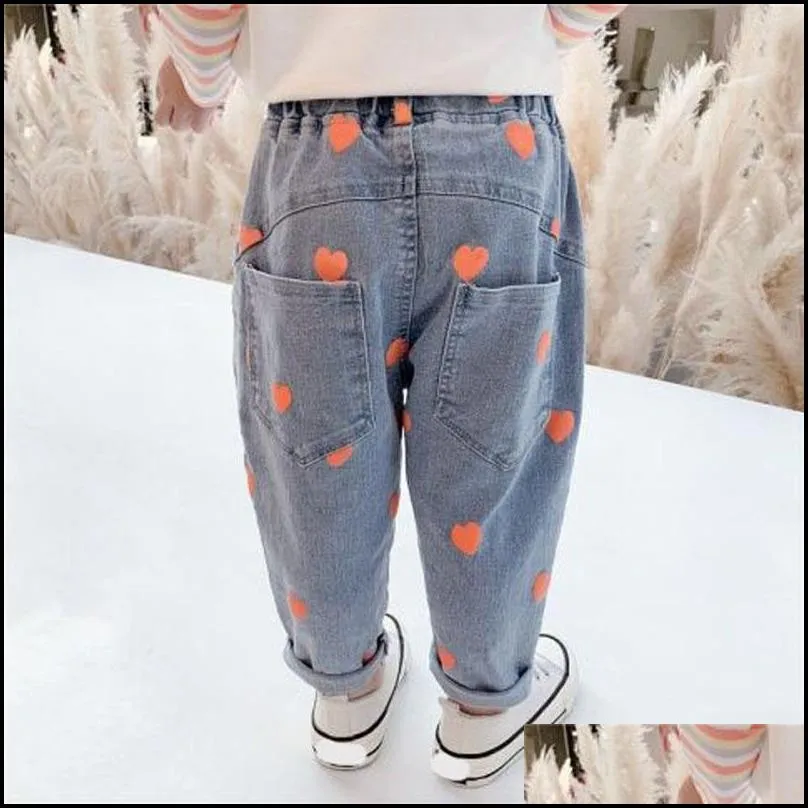 jeans girls full heart autumn spring toddler kids clothes children trousers for baby girl pants