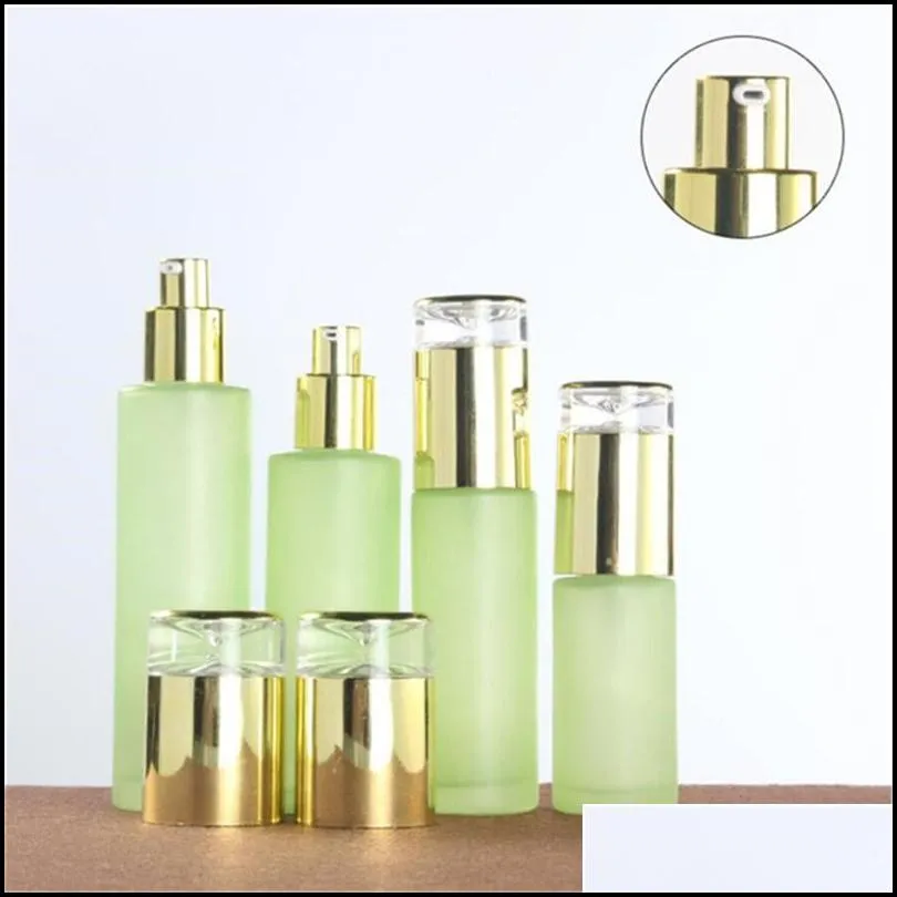 green cosmetic glass lotion bottle packaging with plastic cap empty spray bottles 20ml 30ml 40ml 60ml 80ml 100ml 120ml