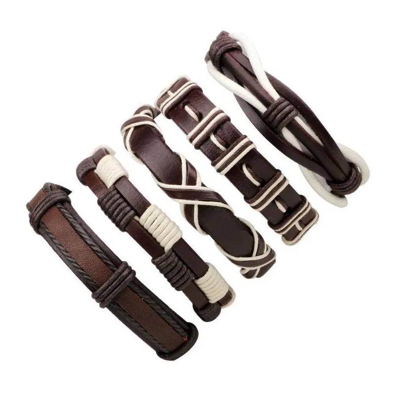 leather bracelet multilayer braid wrap bracelets punk casual bracelet