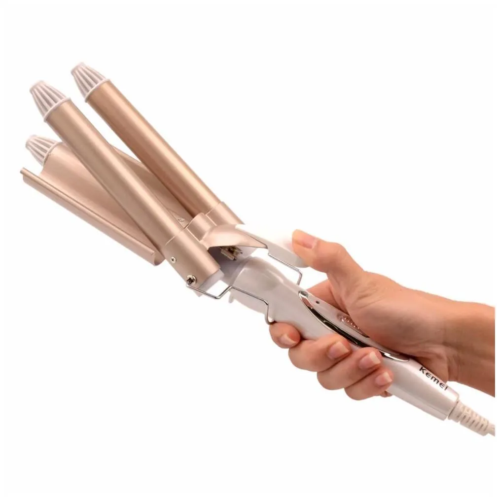 professional 110220v hair curling iron ceramic triple barrel curler hair waver styling tools styler